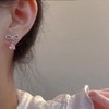 Pink Earrings for Women Rhinestone Bow Earrings Pink Stud Earrings