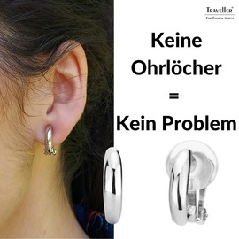 Traveller Women's Clip-On Earrings Half Hoop Earrings Narrow, Titanium Crystal, No Gemstone