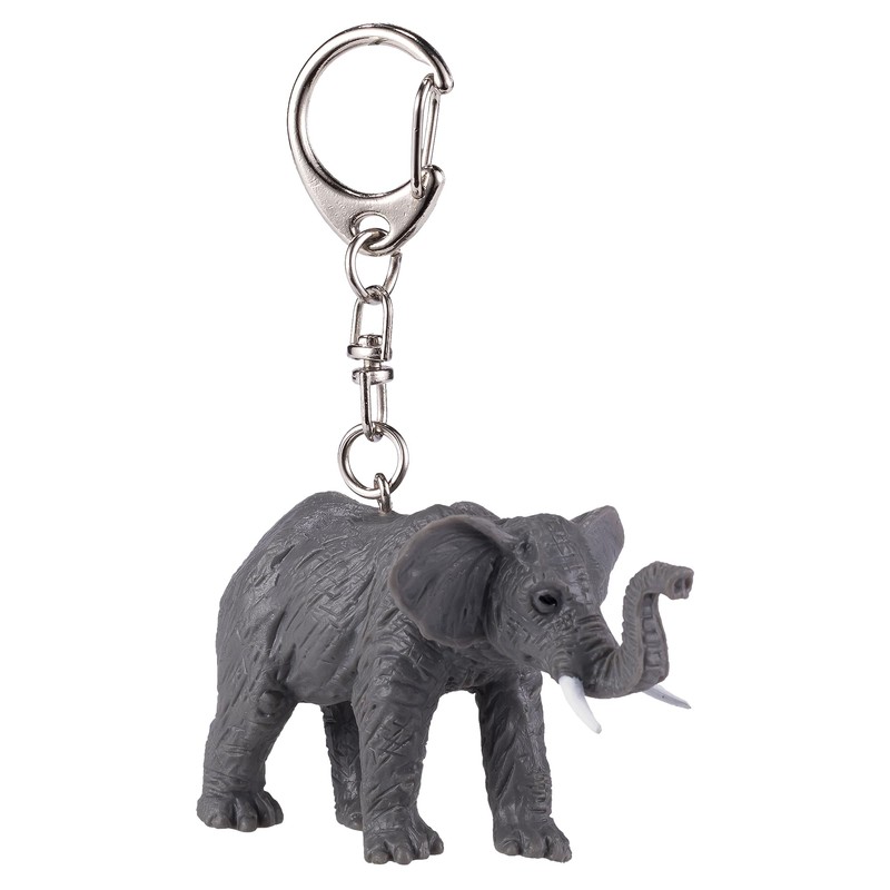 Mojo 387494 Elephant Animal Figure Keychain, gray