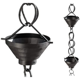Monarch Aluminum Siam Rain Chain, 8-1/2 Feet Length (Flat Black Powder Coated)