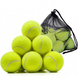 JAMES Tennis Balls with Mesh Storage Bag - Quality Thick Walled Tennis Ball - Perfect For Dog Toy, Pet Training, Tennis and Cricket (Pack of 12)