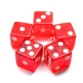 19mm Casino Craps Dice - Set of 5 Crystal Red
