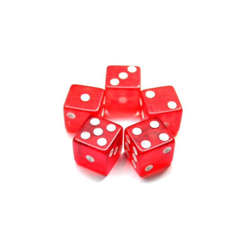 19mm Casino Craps Dice - Set of 5 Crystal Red
