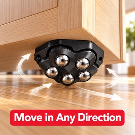 4-Pack Self-Adhesive 360° Furniture Casters with Brake Pads and 5 Steel Ball Rollers