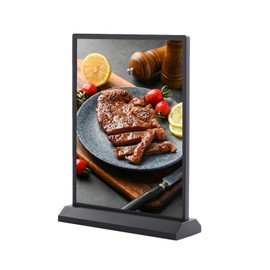 A4 Size Tabletop LED Sign Holder, Light Up Menu Board Stand, Backlit Poster Advertising Display Light Box for Restaurant, Bar, Hotel, Stores