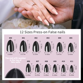 TsMADDTs French Tip Press On Nails Almond, 288Pcs Short Fake Nails Kit with 12 Colors Glossy Glue On Nails for Women, Glitters Press on Nails Short with Nail Glue, Nail File and Cuticle Pushers