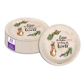 Birthday Galore Peter Rabbit Girl's Baby Shower - 32 Piece Disposable Party Supplies - Spring Baby Shower Decorations - Round Party Plates - Large 9" Paper Plates In Bulk