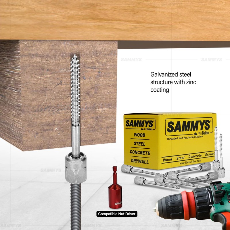 Sammys 8013925-25 Vertical Rod Anchor Super Screw with 1/2 in.
