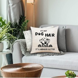 XUISWELL Black Yellow Labrador Retriever Lab Gifts, Funny Quote It’s Not Dog Hair It’s Labrador Glitter Lab Panting Cotton Linen Throw Pillow Cover, Cushion Case for Sofa Bed Home Decor 18 x 18 Inch