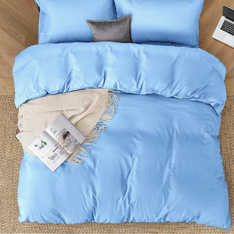 SSW HOMES King Size Duvet Cover Set (Light Blue) -