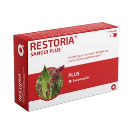 Restoria® Sangui Plus Iron Bisgylcinate + C + B9 and Vegetable Extracts of Sorrel - Better Digestible and Particularly Digestible