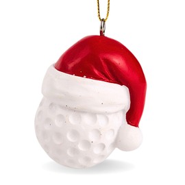 2024 Golf Ball Christmas Tree Ornament, Resin Material, Wearing Santa Hat,Festive Holiday Decoration, Gift for Golfers, 2.5 Inches