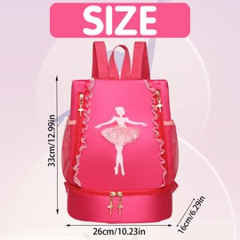 AUNGKWANG Children's Swimming Bag, Ballet Dance Sports Bag with Drawstring, Waterproof Backpack with Bottom Compartment, 33 x 26 x 16 cm Large Children's Gym Bag Gym Bag Girls Boys, red