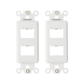 ChaosssCo 2-Port Decorator Insert with Nut, Wall Plate Adapter for HDMI, Keystone, Ethernet (White, 2 Pack)