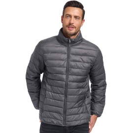 SPOSULEI Mens Puffer Down Jacket Quilted Winter Insulated Packable Jackets Coats Lightweight Water Repellent Outdoor Warm Ski Snow Jacket Outerwear DarkGrey XL