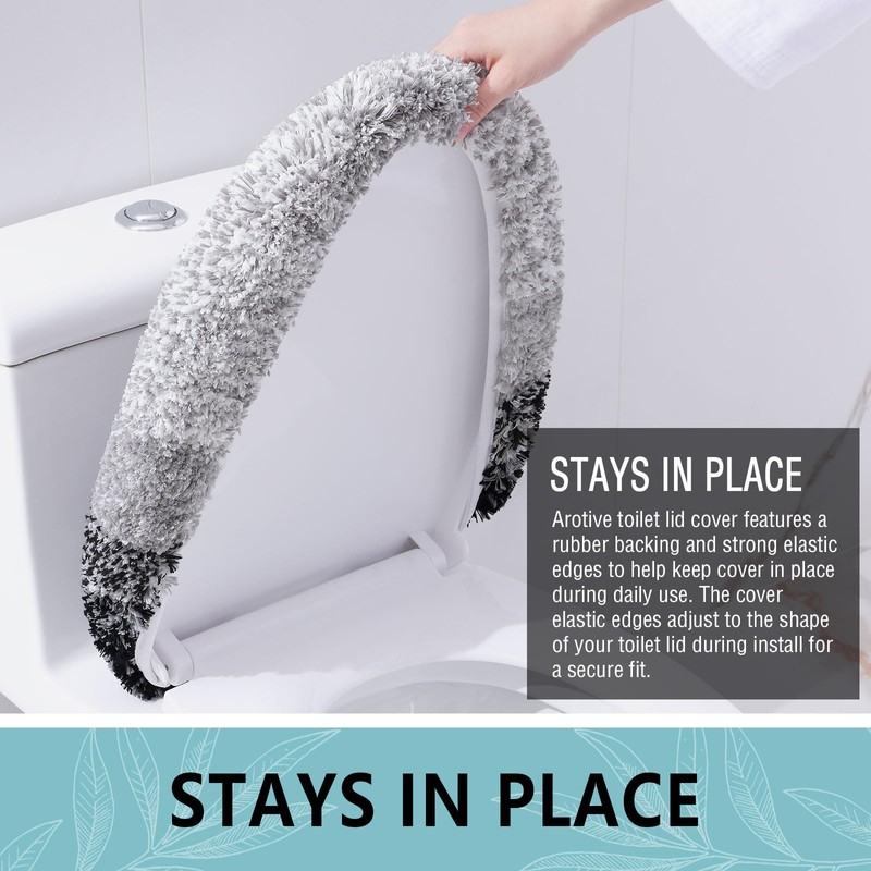 Arotive Soft Microfiber Bathroom Toilet Lid Cover, Machine Washable Seat