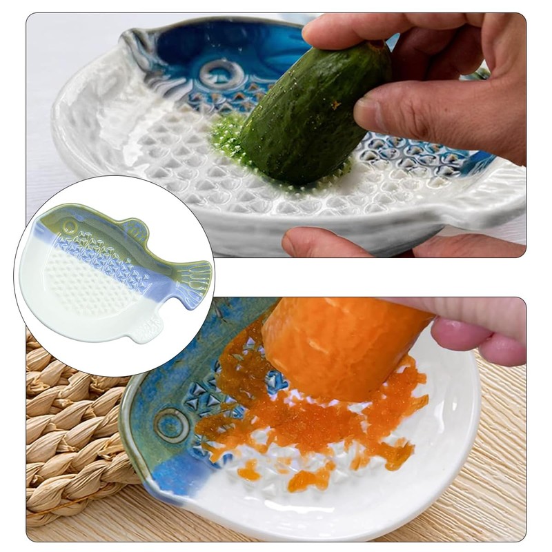 Sarini Garlic Grater Small Fish Ceramic Grater for Garlic Ginger