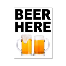 Funny Beer Fridge Magnet, Beer Here Refrigerator Magnet, Man Cave Bar Cart Accessories, Beer Glasses Mugs Cheers, Warning Beer Sign Sticker, for Home Bar Pub Kitchen Decor, 1 pc Bar Sign (4x3)
