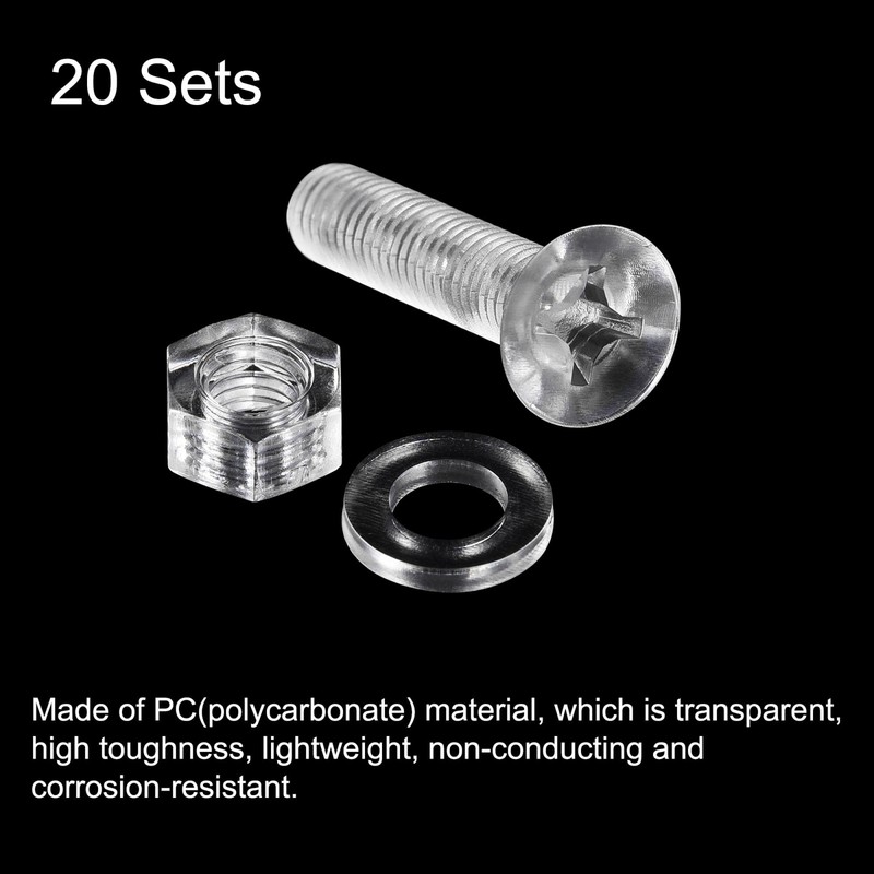 sourcing map M6 x 30mm Plastic Phillips Machine Screws with