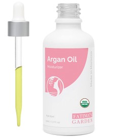 Fatima's Garden Argan Oil Of Morocco Certified 100% Organic By Ecocert And Usda, Moisturizer For Face, Hair, Body, Nails, Cold-Pressed| For Soft, Shiny & Clear Skin, Strong Hair 1.7 Fl Oz/ 50 Ml