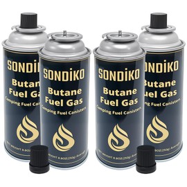 Sondiko Butane Gas, Premium Pure Refined Butane Gas, Butane Fuel Canister for Portable Camping Stove, Explosion Proof - RVR System(4 Can)