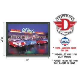Desperate Enterprises Lucinda Lewis - Roadside America - Al Mac's Diner Tin Sign, 16" W x 12.5" H
