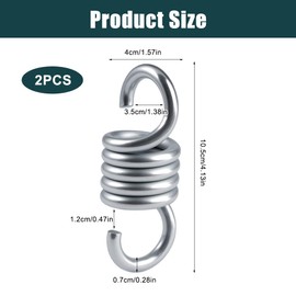 Pack of 2 Premium Swing Springs, Load Capacity Steel Spring Tension Spring 500 kg, Rocking Chair Spring, Hardened Galvanised Steel Premium Swing Spring, for Garden Swing, Hammock, Hanging Chair, Punch