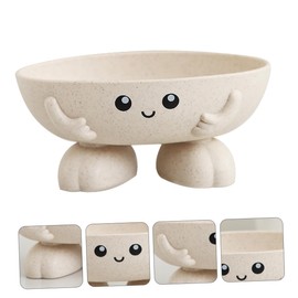 WOOVEEWIND Eco-Friendly Plant Fibres Soap Dish, Lovely Kids Soap Holder, Drain Soap Dish for Bathroom Kitchen (Beige)