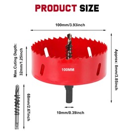 Hole Saws Cutter, HSS Bi-Metal Drill Bit for Wood, Plastic, UPVC, Fiberglass and Plasterboard (100mm)