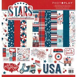 Photo Play Crafts PP 12X12 Paper Pack Stars Stripes July 4th Fireworks USA Free to Sparkle
