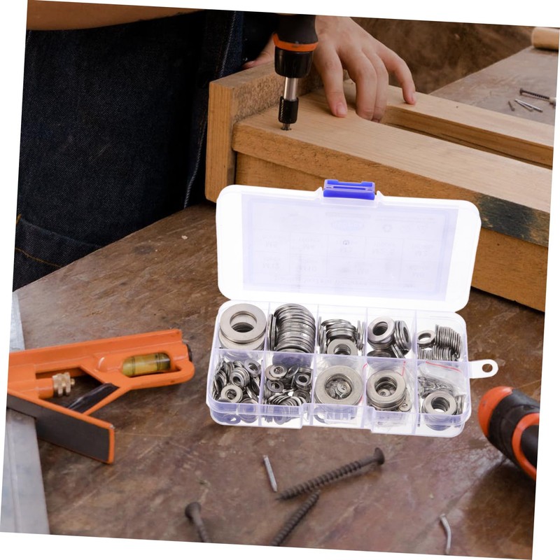 ULTECHNOVO 1set Stainless Steel Flat Washer Assortment Kit High-Strength Lock