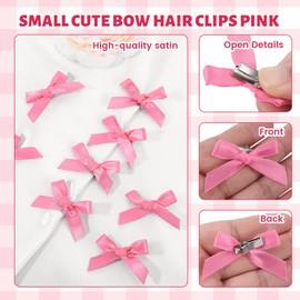 30 Pcs Rose Mini Hair Bows,Small Hair Bows for Women Girls,Cute Mini Ribbon Clips for Little Girls Baby Design Wedding Decoration