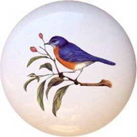 Bird #113 Bluebird Blue Birds - 1.5" Decorative Glossy Ceramic Dresser Drawer PULLS Cabinet Cupboard KNOBS
