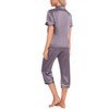 SWOMOG Satin Pajama Set Women Silk Pjs Set Short Sleeve