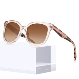 CARFIA Pink Cat Eye Acetate Polarized Sunglasses for Women UV Protection, Retro Lady Eyewears with Embossed Pattern Wire Core