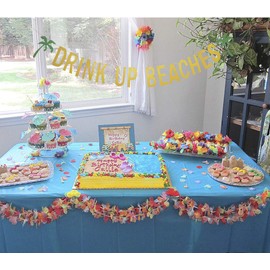 Yoridis Gold Glitter Drink Up Beaches Banner Palm Tree Garland for Bachelorette Party Hawaiian Tropical Luau Beach Summer Party Decorations