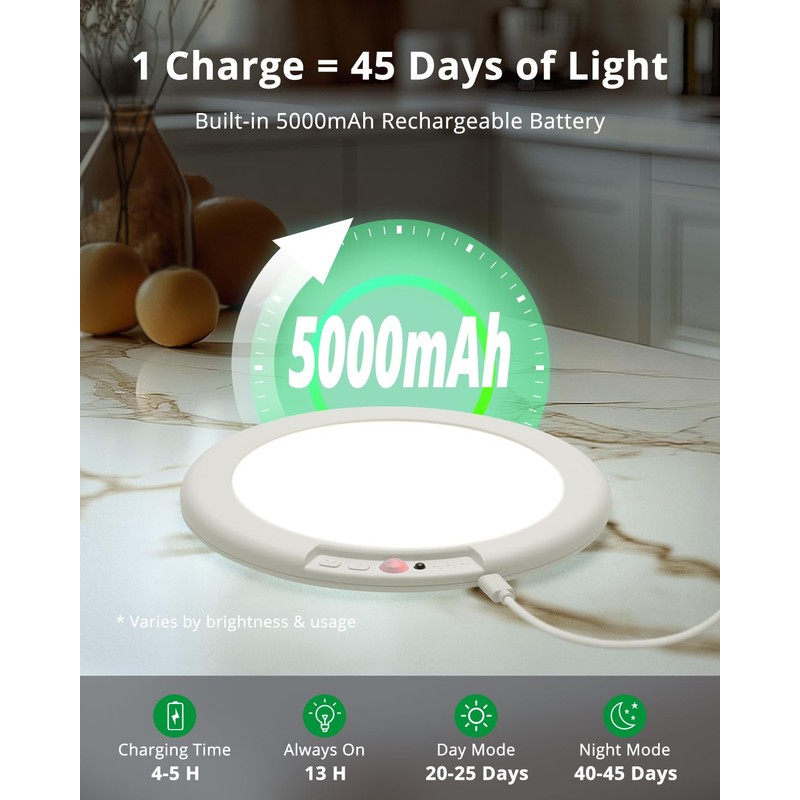 Bojim 2-Pack Rechargeable Ceiling Lights with Motion Sensor & Remote,