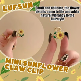 3 Pcs Sunflower Hair Clips Mini Metal Sunflower Flower Claw Clips Hair Accessories for Women Girl Thin and Thick Hair Strong Hold Non-Slip Elegant Small Hair Accessories Gift