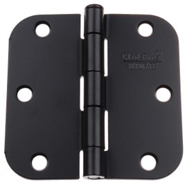 GlideRite Hardware 3-1/2" Steel Door Hinges, 5/8" Corner Radius, Matte Black Finish - 3558-MB (12-Pack)