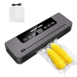 Vacuum Sealer - Up to 150 Vacuum Seals Non-Stop, Double Weld, 20 Litres/Min, Integrated Roll Compartment with Practical Cutter, Stainless Steel Front, Includes 10 Professional Foil Bags