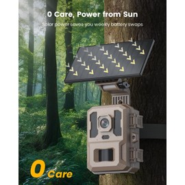 Misstech 4K UHD Solar Trail Camera for Game & Wildlife Monitoring - 0.1s Motion Trigger to Capture Fast Animals, 64MP/4K Clear Night Vision, Map Pin, App Control, IP66 Waterproof, 32GB SD Card, 2-Pack
