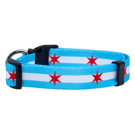 Native Pup Chicago Flag Dog Collar (Chicago Big Stars, Large)