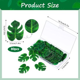 Pack of 80 Edible Tropical Turtle Leaves Cupcake Toppers, Edible Leaves, Edible Flowers Cupcake Toppers for Summer Tropical Party Theme Cakes, Jungle Decoration