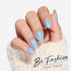 modelones Kit de uñas postizas ovaladas cortas azules con pegamento,