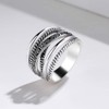 Shefashion Women's Vintage Oxidized Silver Crossover Statement Rings Wide Band