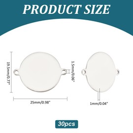 UNICRAFTALE Pack of 30 Blank Pendants, 25 mm Long, Stainless Steel Pendants, Engravable Blanks Pendants, Flat Round Metal Connectors, Charms for Making Bracelets, Earrings, Non-precious metal, No