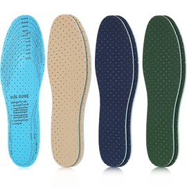 Sintege 3 Pairs Breathable Shoe Insoles Inserts Ultra-Soft Cushioning Walking Comfort Double-Layer Latex Foam Perforated Replacement Insoles for Men 7-11 Woman 2-8(Khaki, Green, Blue)