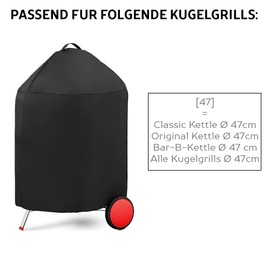 AMZBBQ® Premium Grill Cover, Waterproof Grill Cover for Your Kettle Grill, 100% Weatherproof and UV-Resistant Grill Tarpaulin, High-Quality Polyester Grill Cover with PU Coating - 47 cm