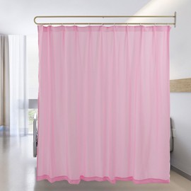 Wall Mounted Room Divider Curtains U-Shape Privacy Partition Curtain 78.7 x 86.6inch Hanging Medical Curtain for Fitting Room Beauty Salon Bedroom Hospital Privacy Protection, Gold & Pink