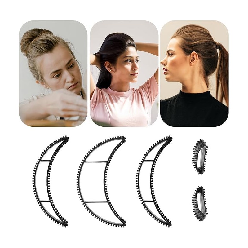 Bump It Black Styling Coiler Set,5Pcs Hiar Bun Black Styling